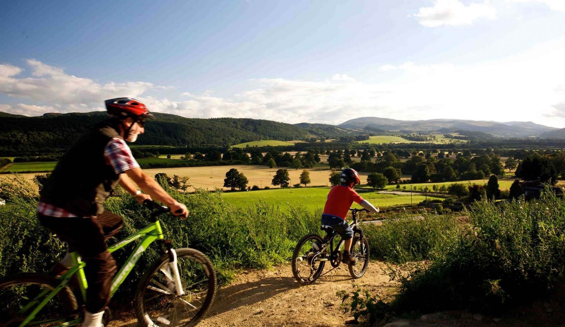 family bike riding at comrie croft holidays