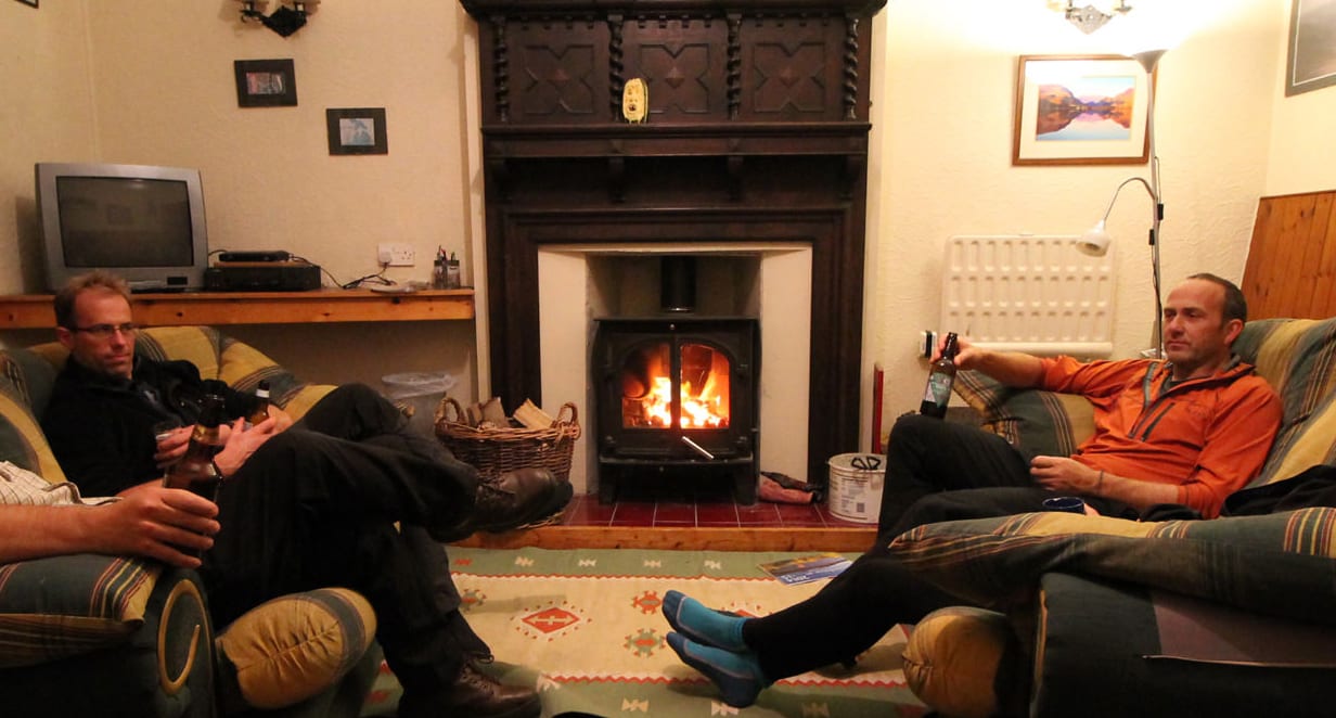 log burner in winter at snowdon lodge