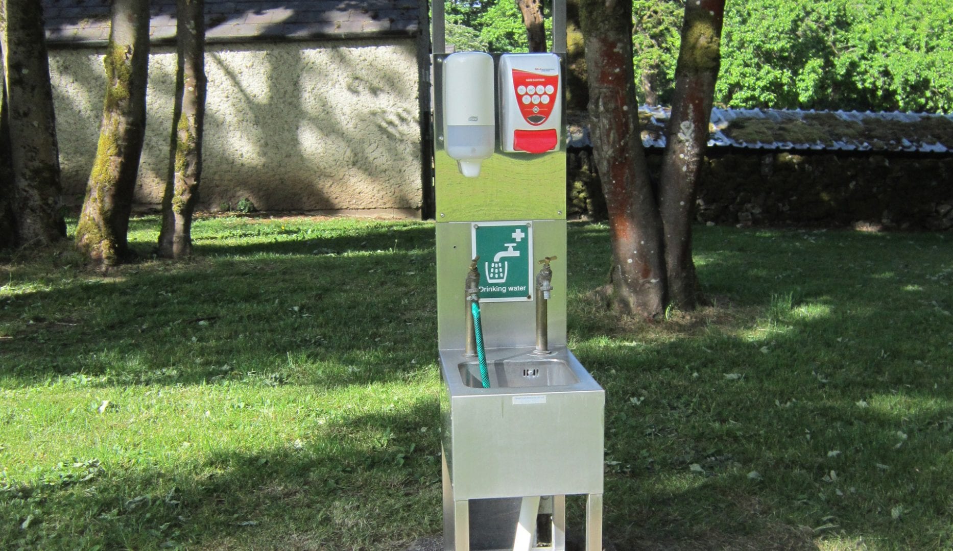 handwashing and sanitiser station at pindale farm