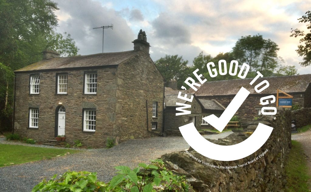 outside of Thorney How Hostels with the visitbritain good to go covid safe logo