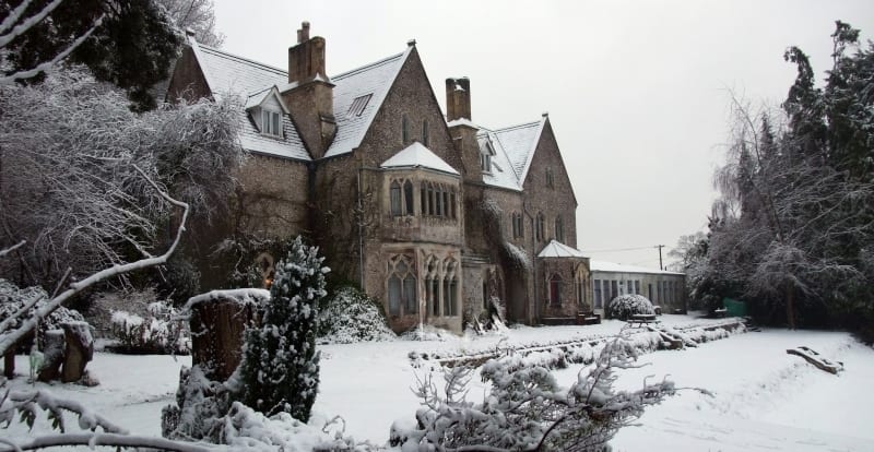 Snowy gothic house