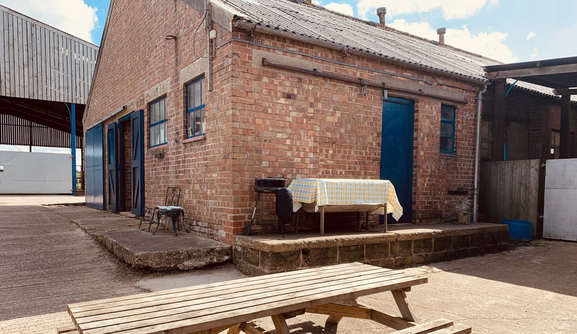 picnic benches