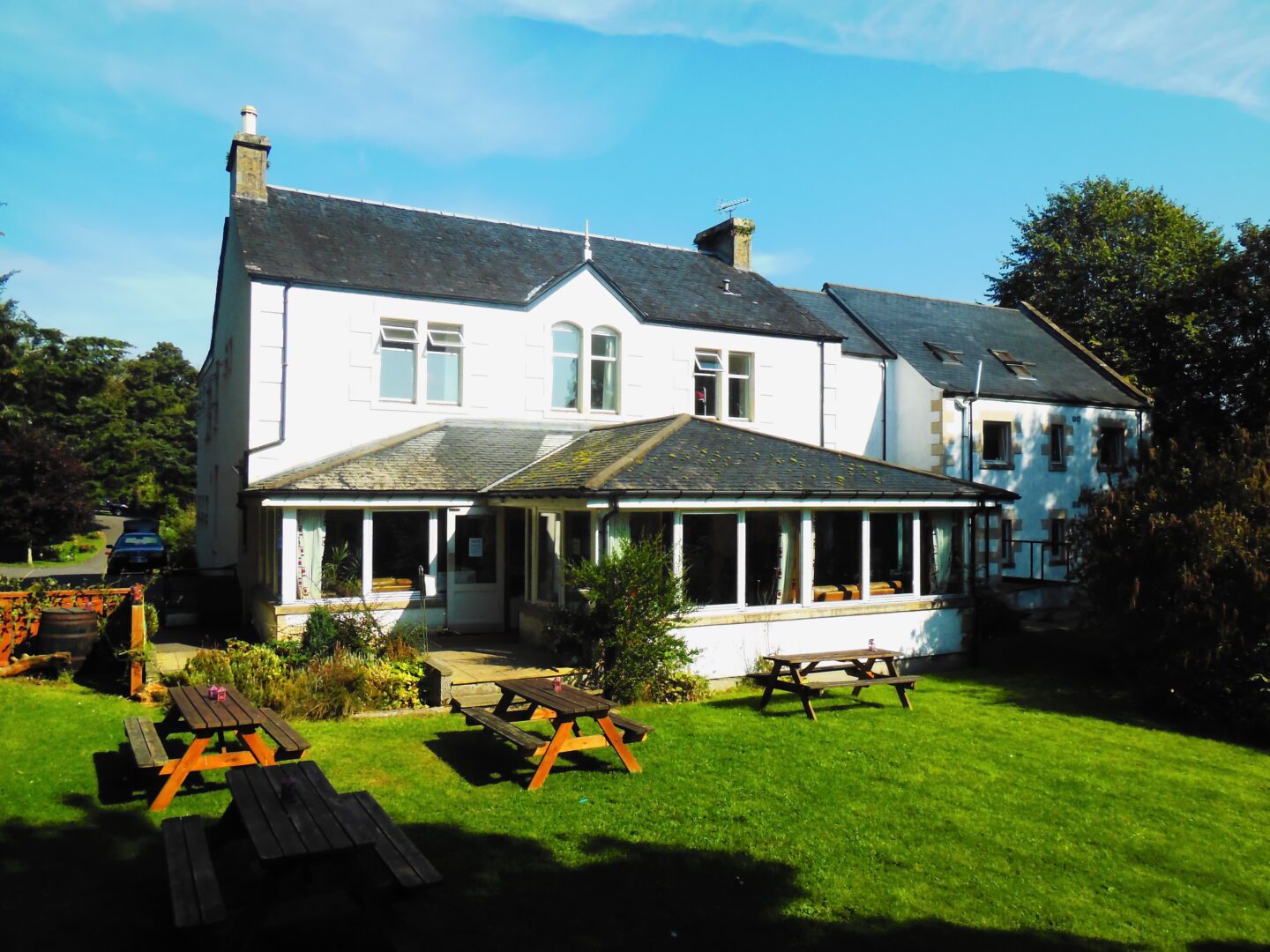 Outside of Morag's lodge