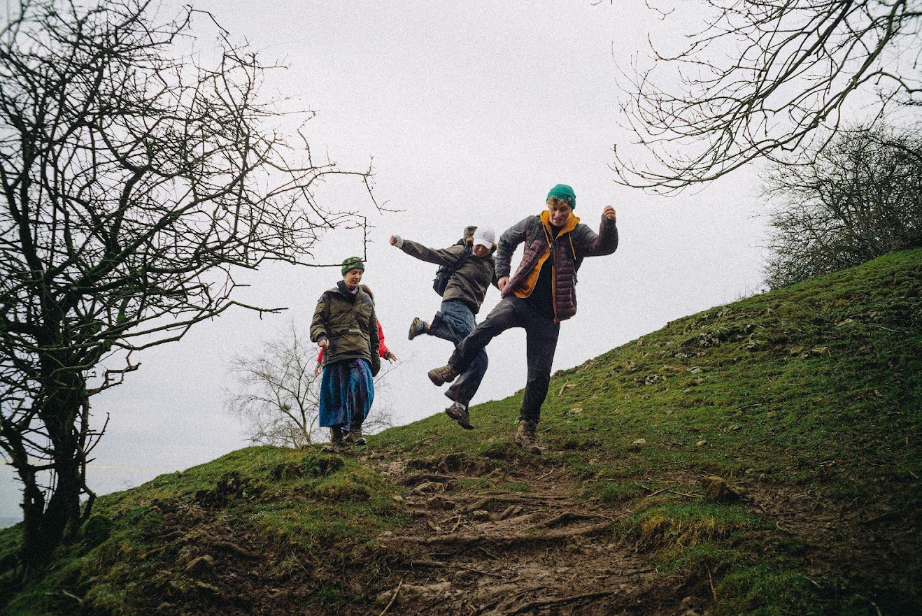 Young people walking ear Hadrian's wall