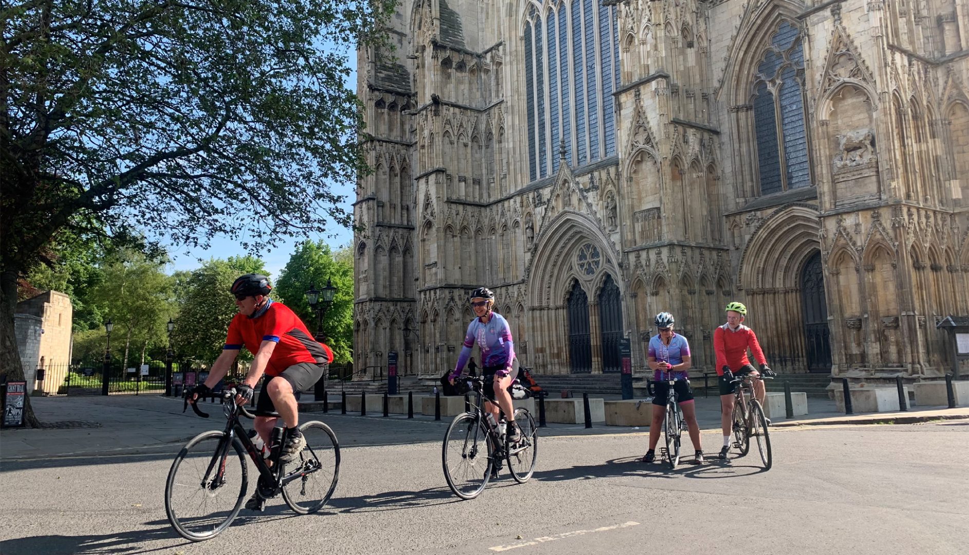 cyclists on the cathedrals cycle route