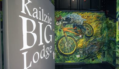 Entrace with fantastic mountain biking mural