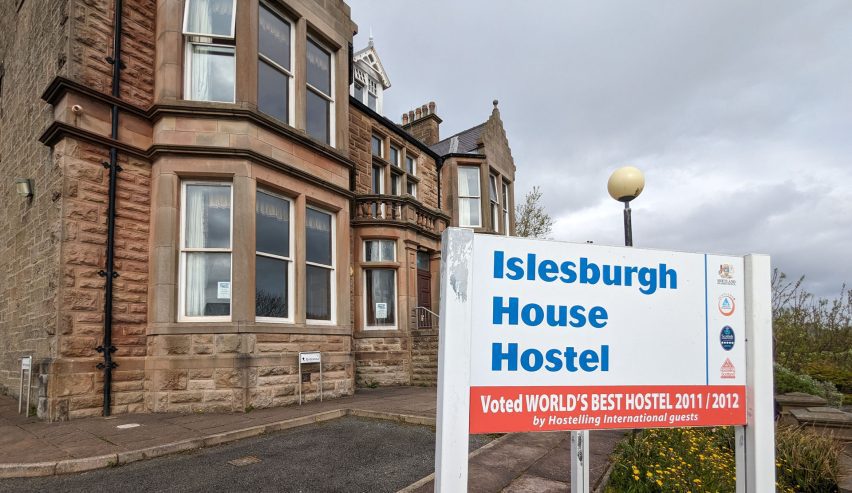 hostel with sign