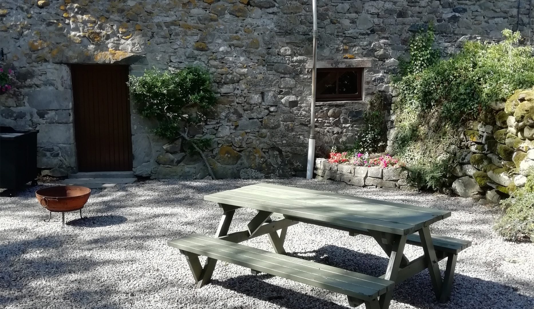bench outside hudscales camping barn
