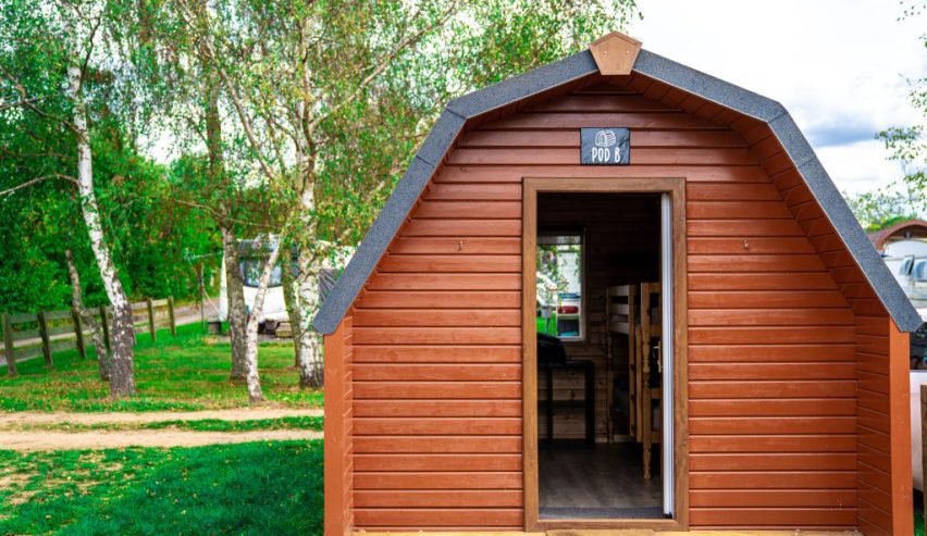 Exterior of wooden cabin