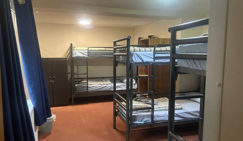 Metal bunks in a dorm