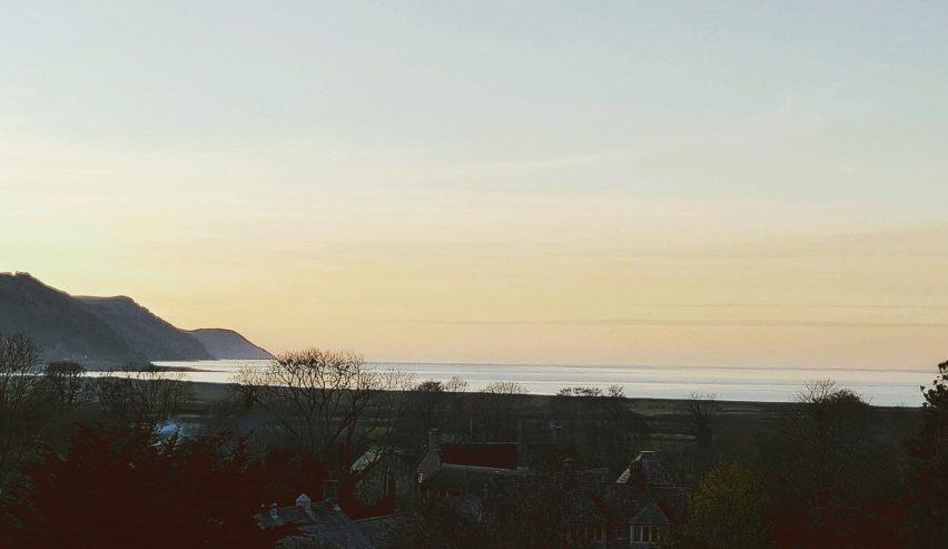 Sunset over the sea. View from the bunkhouse