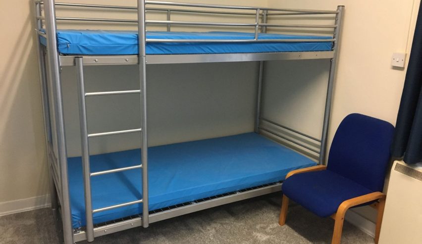 One set of sturdy metal bunks