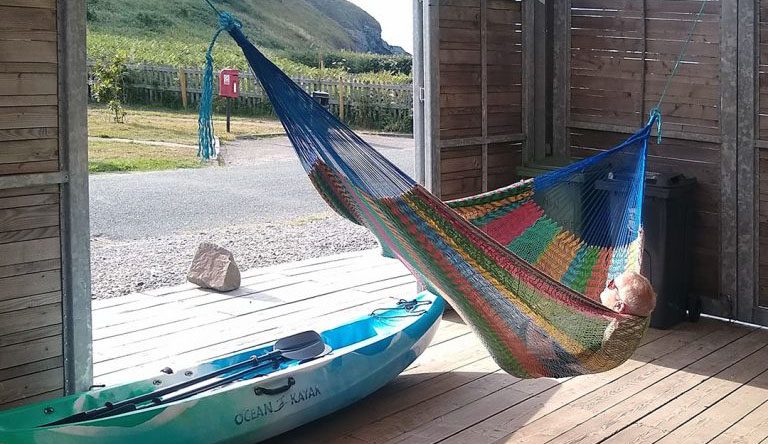hammock and canoe in ty cwtch accommodation on the wales coast path