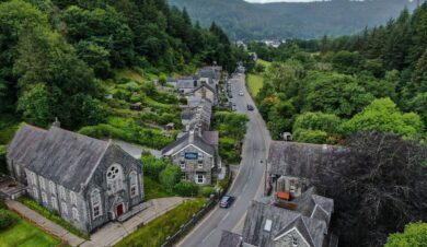 Aerial View of Base Camp Snowdonia in Betws-y-Coed