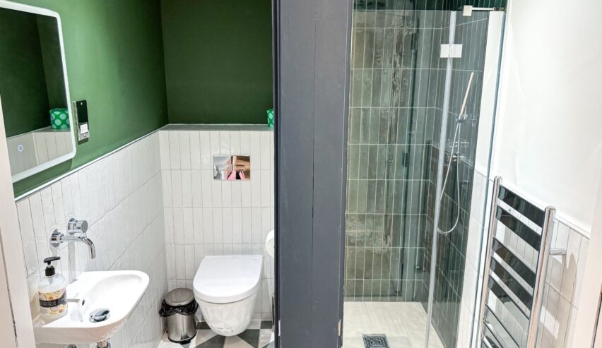 Super modern shower room at Base Camp Snowdonia