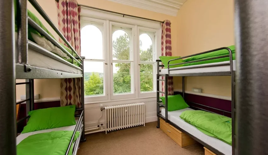 yha haworth youth hostel - bunk room with view from window