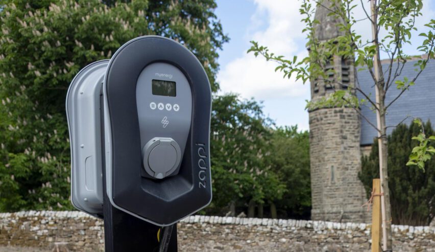 ev charging point outside St.Michael's Lodge hostel in swaledale