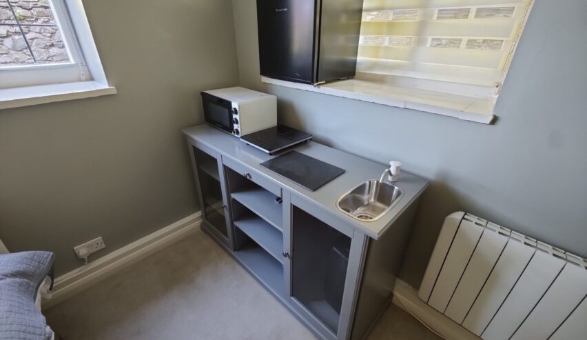 Kitchenette in self contained pet freindly room at Bossington Bunkhouse