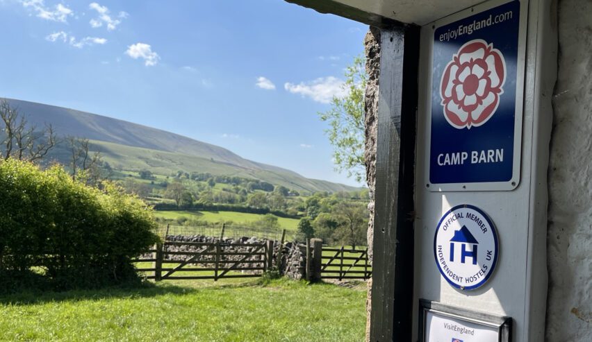 Downham camping barn with visitengland sign