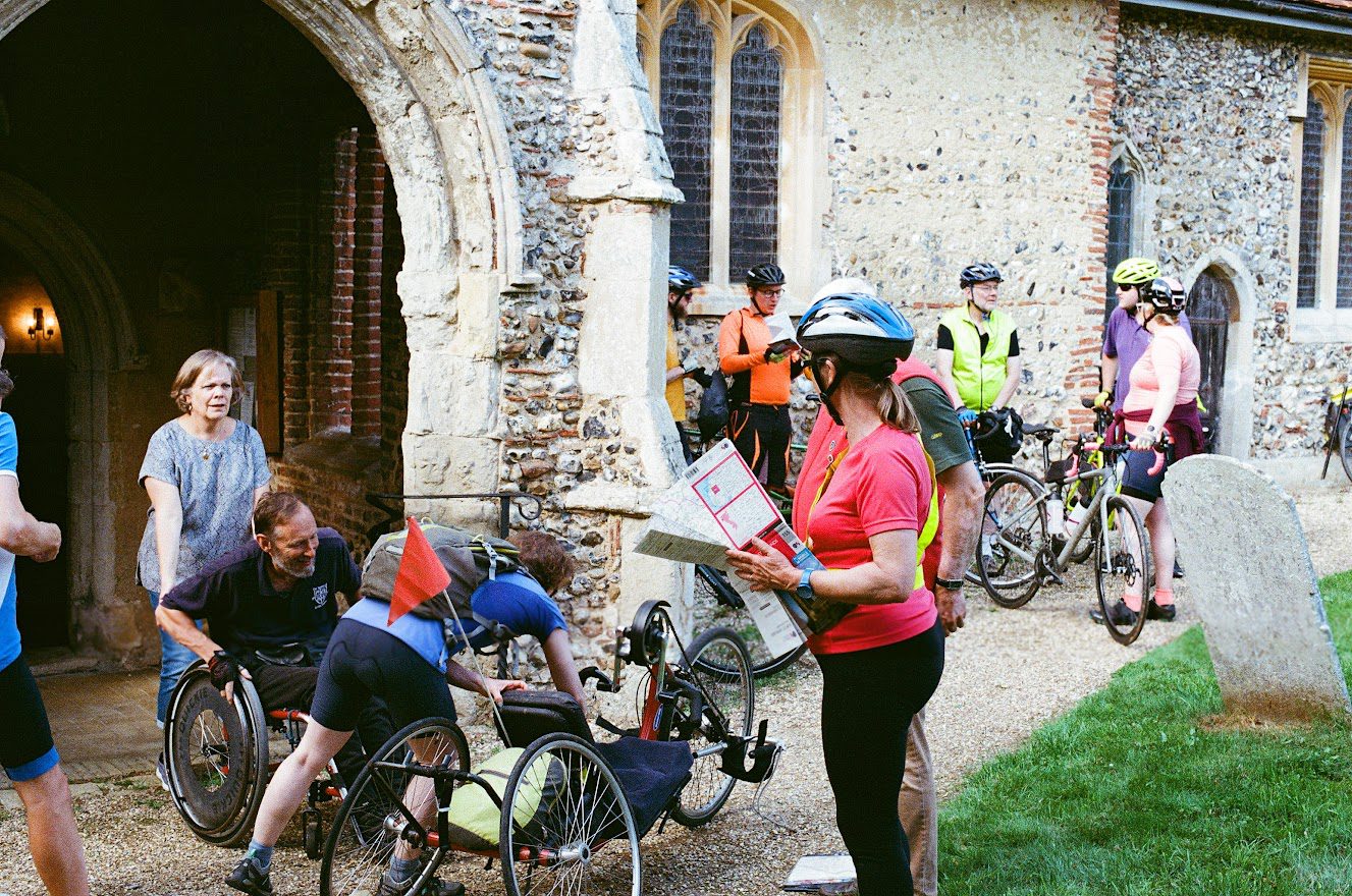 cyclists on Cathedrals Cycle Route in Suffolk
