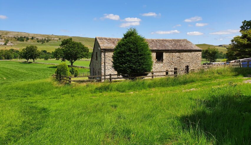 Skirfare Barn group accommodation surrounded by feilds, Kettlewell Rd, Kilnsey