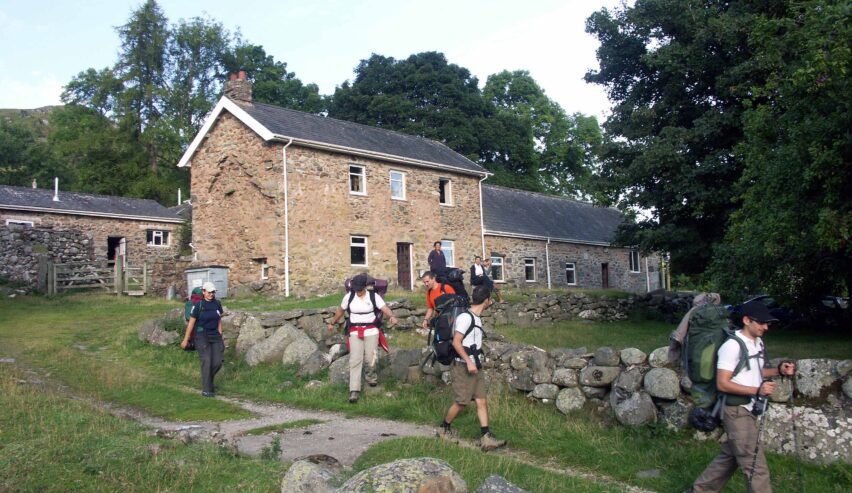 school dofe group leaving bron-y-gader bunkhouse