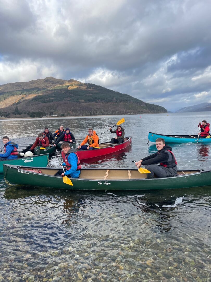 school group canoeing at ardentinny outdoor centre