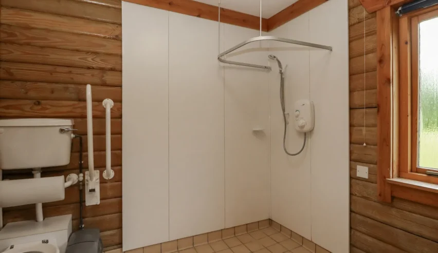 Accessible wetroom at Shore Lodge Arran National Trust for Scotland Bunkhouse