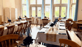 Dining rooms at haworth hostel set for Christmas diner