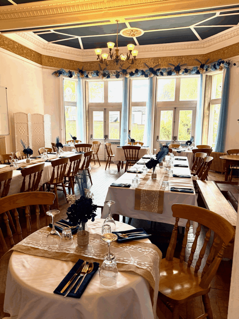 Dining rooms at haworth hostel set for Christmas diner