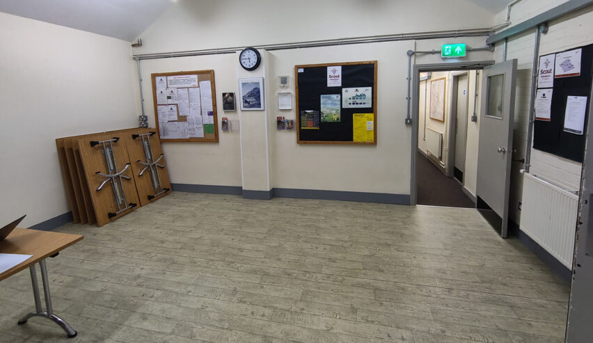 stored tables and inside training area at yr hafod hostel