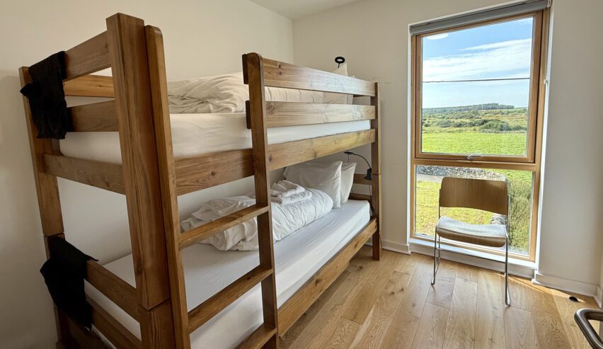 bunkhs and vew from window at new town hall bunkhouse whithorn