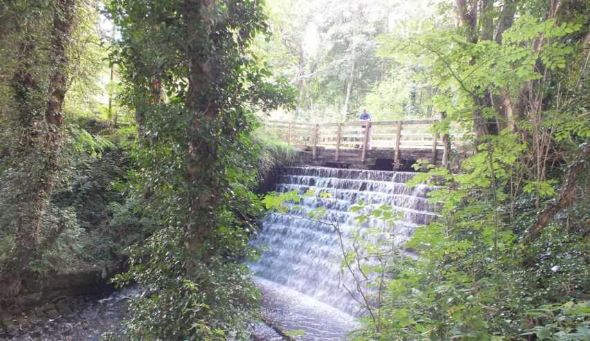 waterfall in the grounds of cote ghyl mill