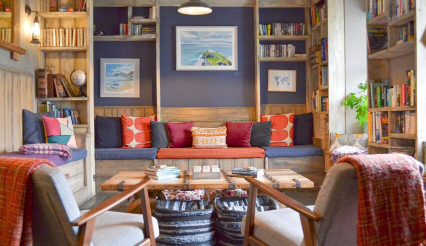 comfy sofas in the lounge at rocks at plas curig