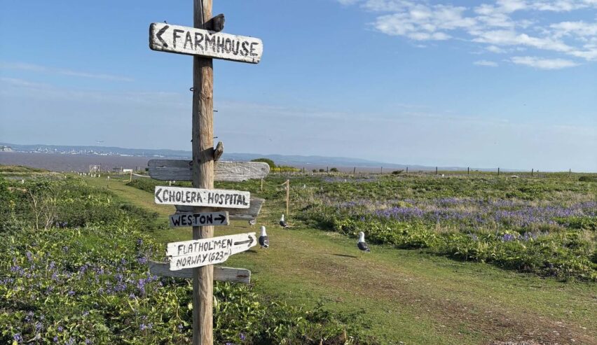sign posts on flat holm