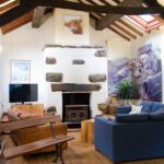 comfy sofas around the log burner at conwy valley backpackers barn