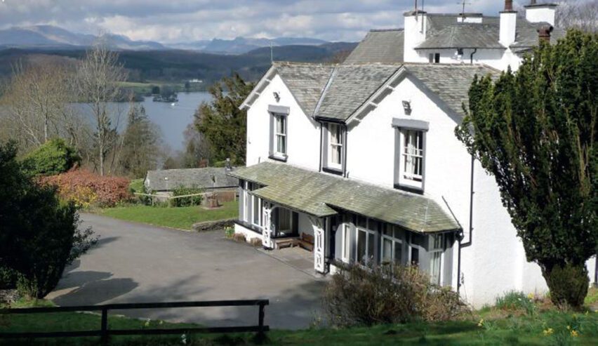 Ghyll Head House with lake windermere behind