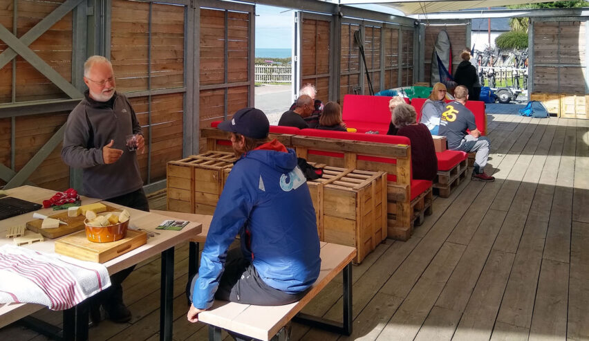 Ty Cwch Boathouse group enjpying a shared meal