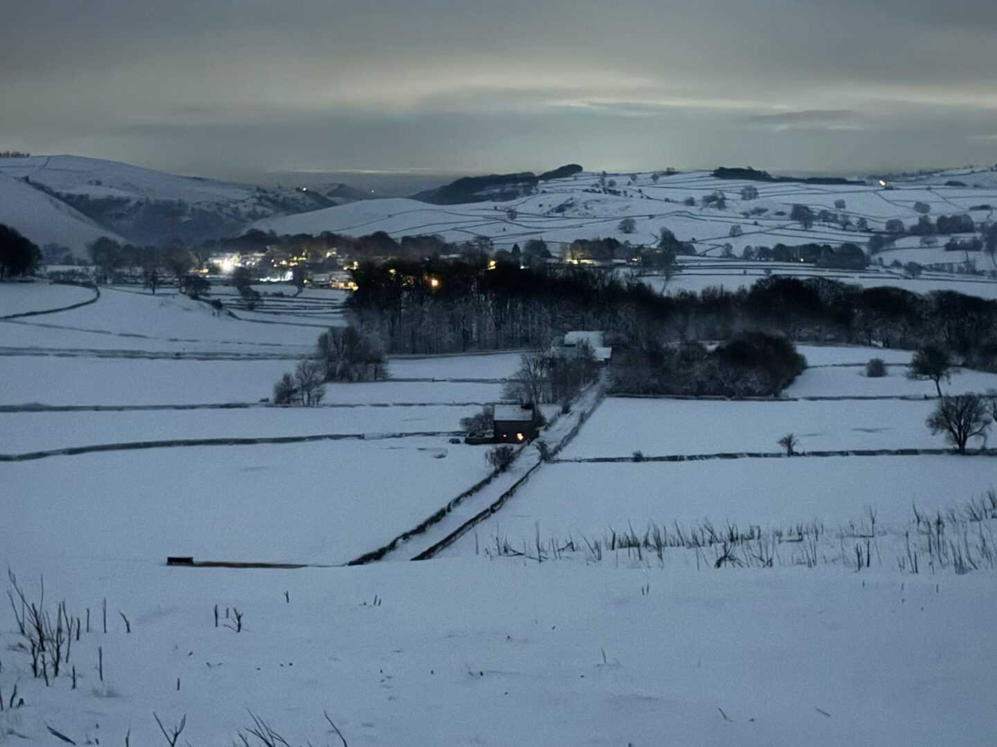 Alstonefield camping barn in the snow