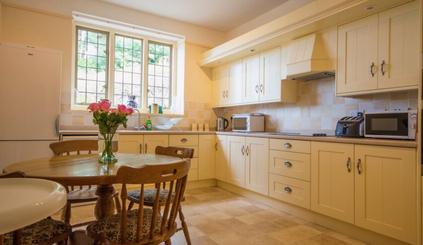 shared self catering kitchen at bossington bunkhouse