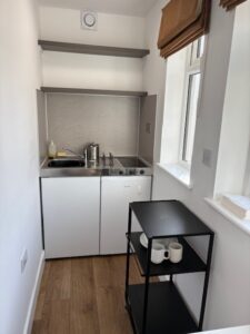kitchen at tiny house at boswinger hostels