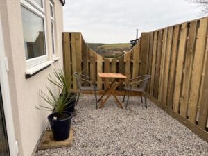 pation at tiny house at boswinger hostels