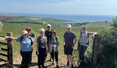 walkers in the lndscape taken at dorchester walking festival