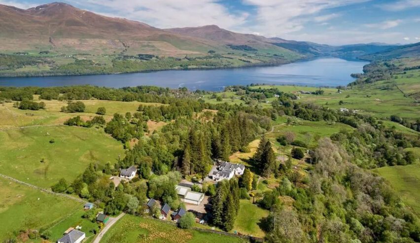 arieal view of our place loch tay brae lodge