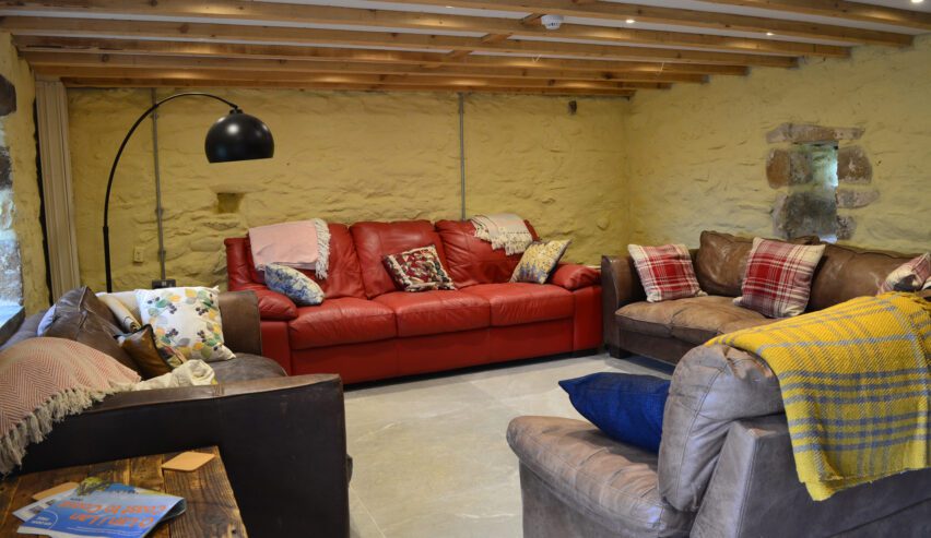 comfy sofas at refuge bunkhouse Gernos Fawr