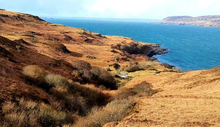 view of ulva and bearnus bothy on the isle of ulva