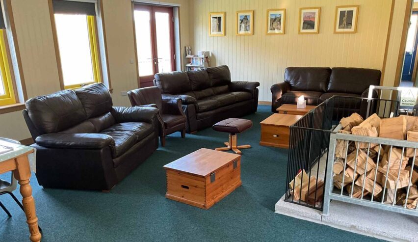 shared lounge in the Wriggly tin cafe and Southern Upland Way bunkhouse