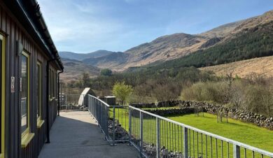 view from Wriggly tin cafe and Southern Upland Way bunkhouse