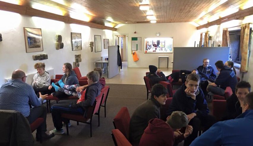 older children eating at Scammonden Activity Centre
