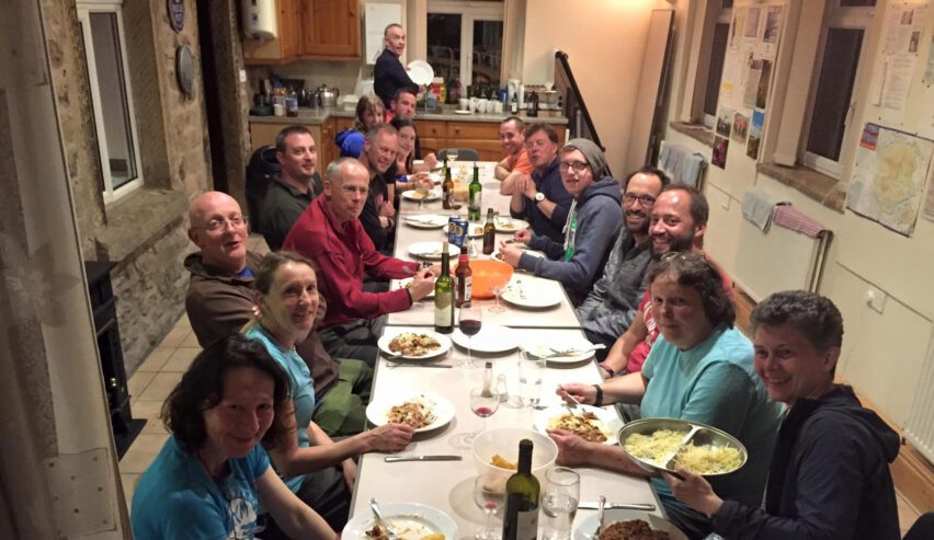 group dining at smelt mill bunkhouse